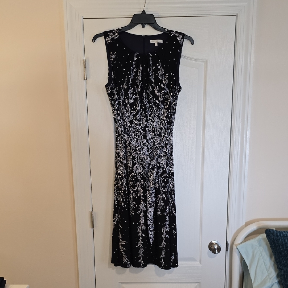 Sandra Darren Black and White Midi Dress